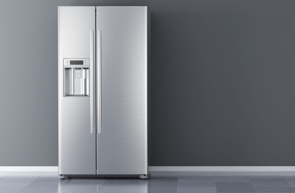 fridge on grey background