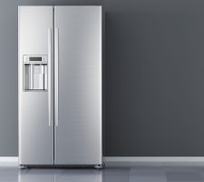 fridge on grey background