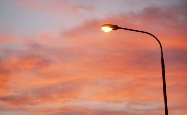 street light at dusk