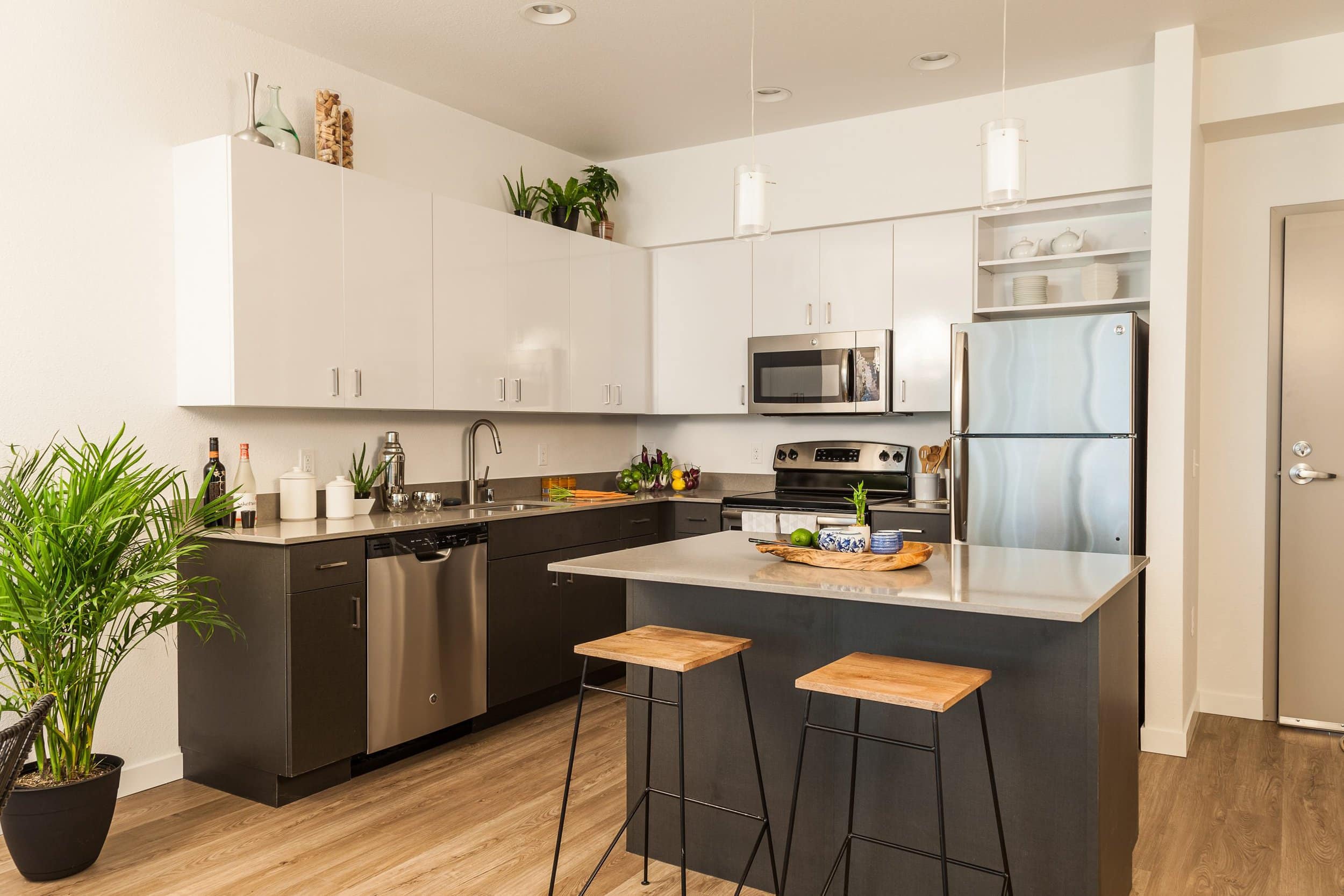 kitchen-conservation kitchen with island in home
